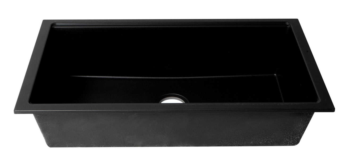 ALFI brand AB3418SBUM 33" Granite Composite Workstation Step Rim Single Bowl Undermount Sink with Accessories