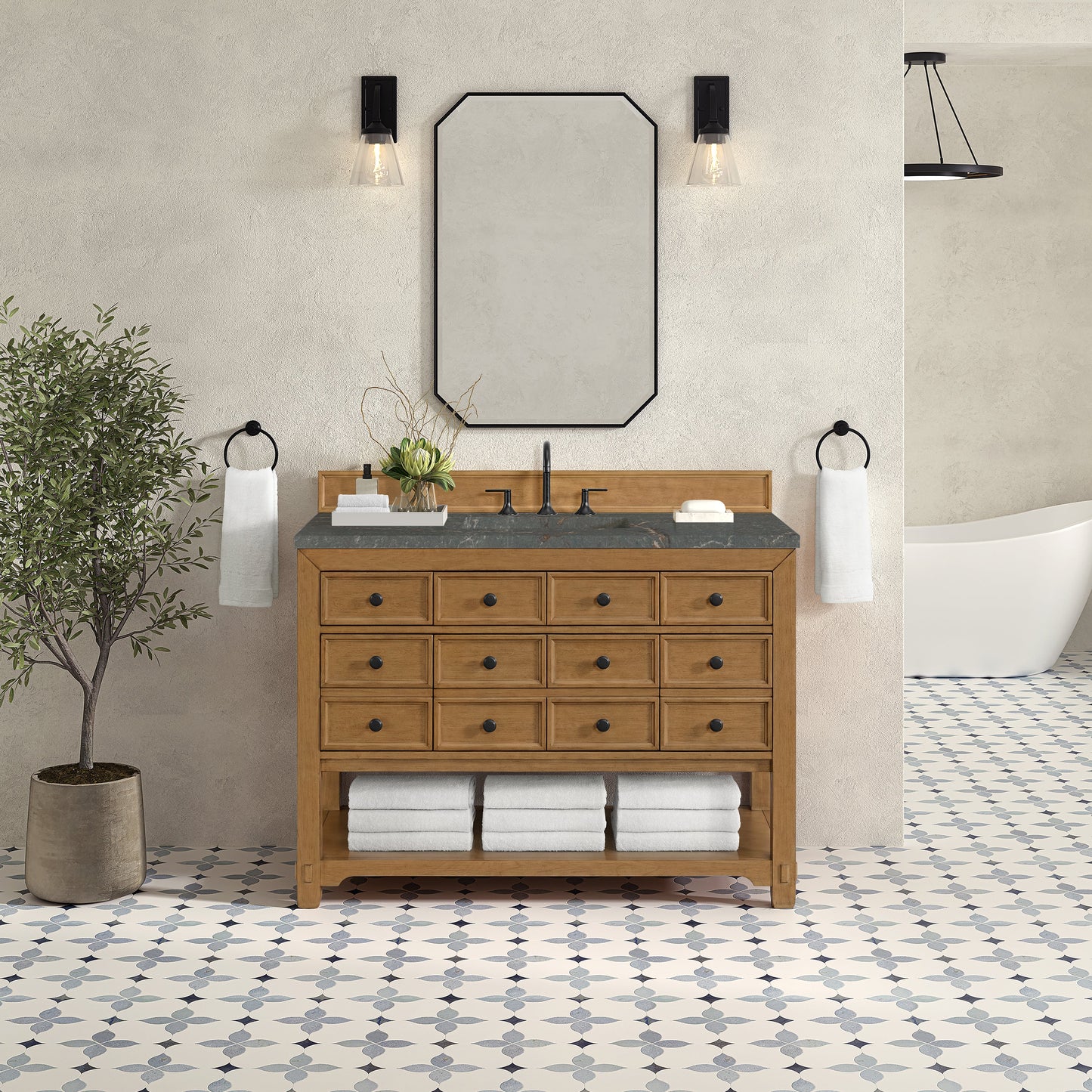 Malibu 48" Single Vanity, Amber Birch