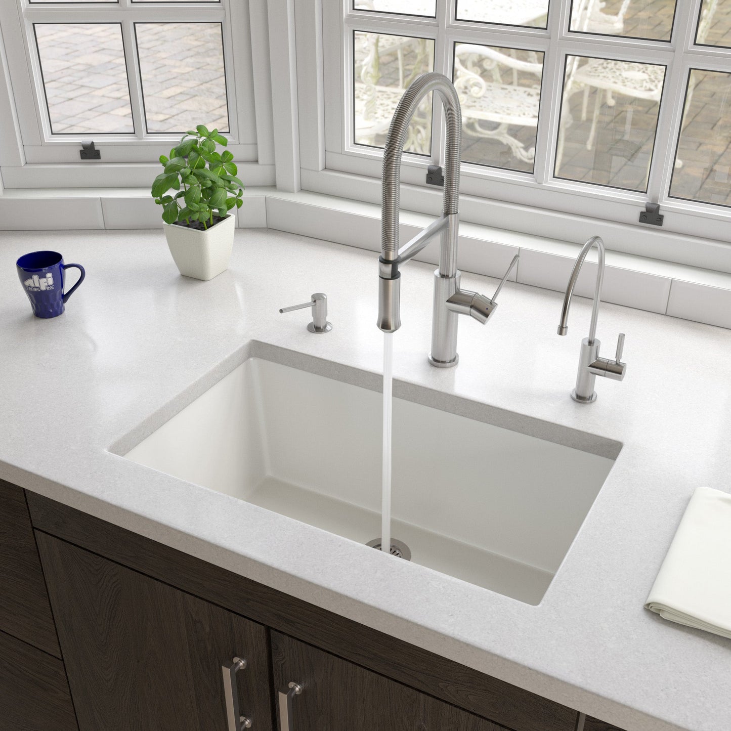 ALFI brand AB3018UD 30" x 18" Fireclay Undermount / Drop In Fireclay Kitchen Sink