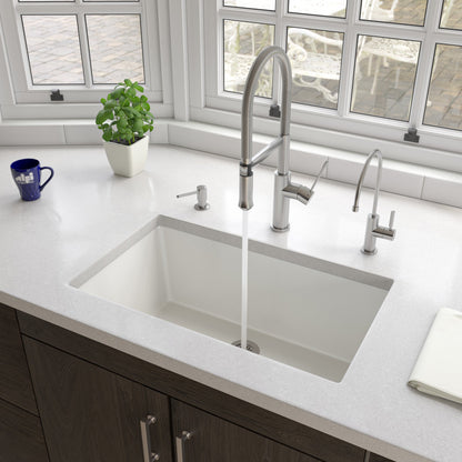 ALFI brand AB3018UD 30" x 18" Fireclay Undermount / Drop In Fireclay Kitchen Sink