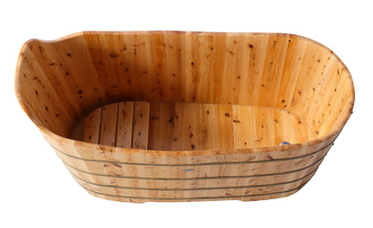 ALFI brand  AB1103 59" Free Standing Cedar Wood Bathtub with Bench