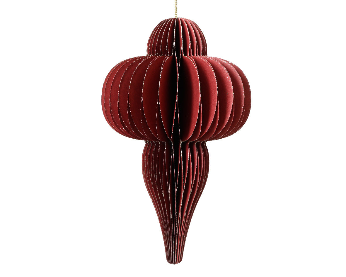 Finial Honeycomb Paper Ornament - 16 Inch -  Red