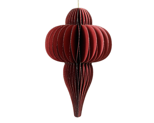Finial Honeycomb Paper Ornament - 16 Inch -  Red