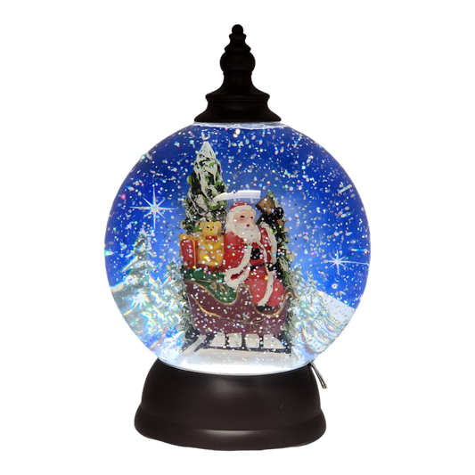 Lighted Spinning Water Globe - Santa in his Sleigh