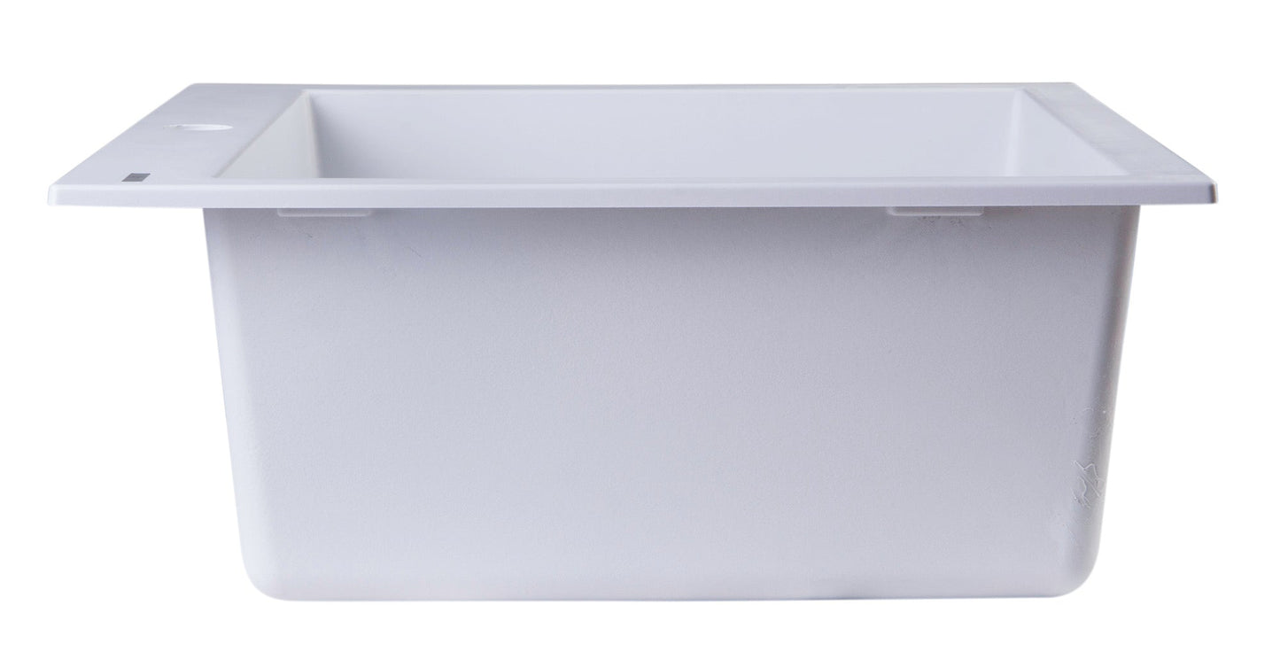 ALFI brand AB2420DI 24" Drop-In Single Bowl Granite Composite Kitchen Sink