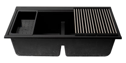 ALFI brand AB3418DBUM 33" Granite Composite Workstation Step Rim Double Bowl Undermount Sink with Accessories