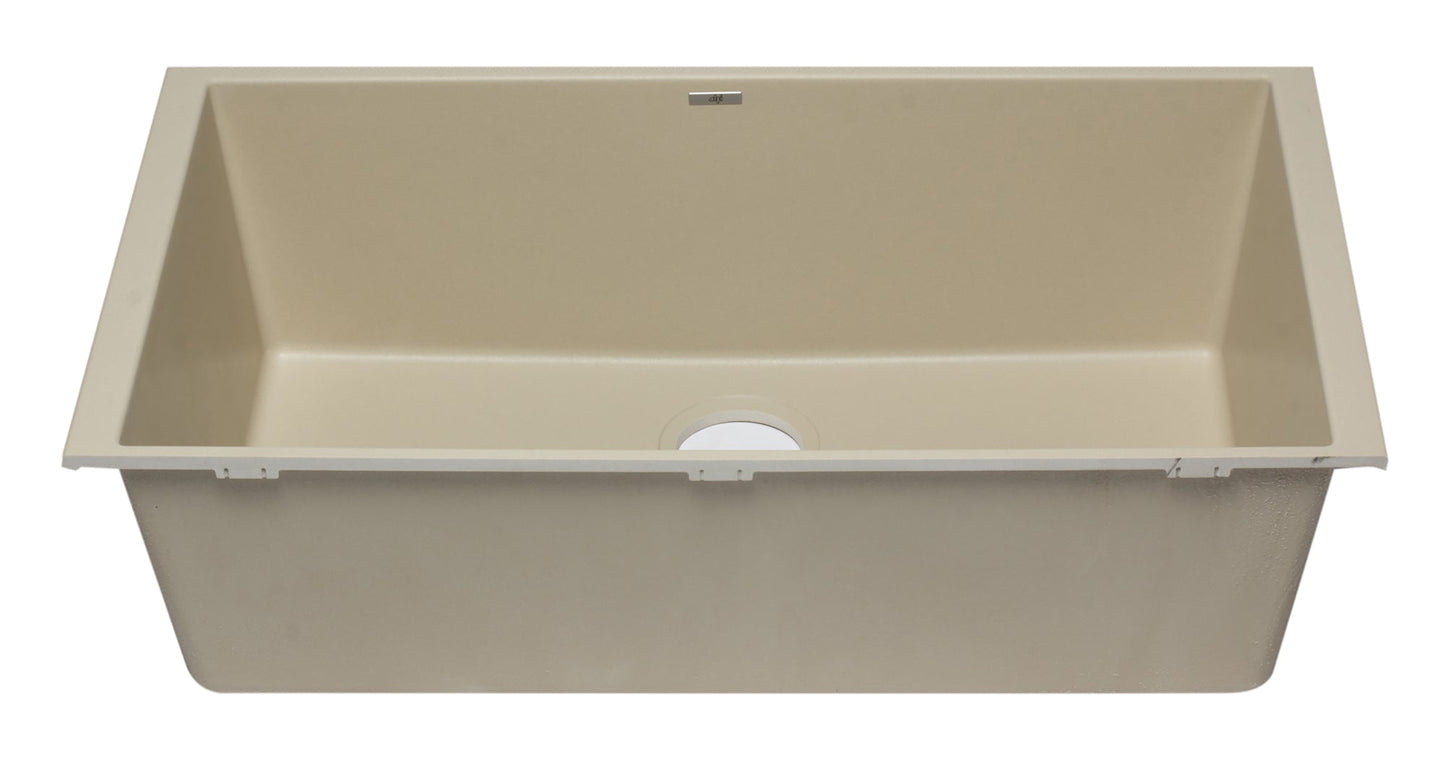 ALFI brand AB3322UM 33" Single Bowl Undermount Granite Composite Kitchen Sink
