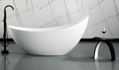 ALFI brand  ABST77BM Black Matte Arched Solid Surface Resin Bathroom / Shower Stool