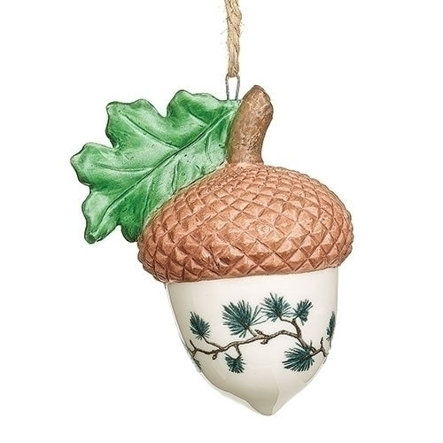 Porcelain Acorn ornament with Cardinal