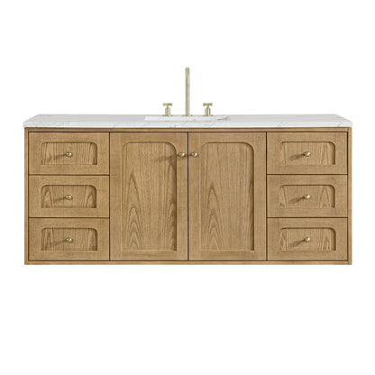 Laurent 60" Single Vanity, Light Natural Oak