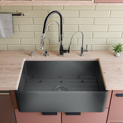 ALFI brand  ABCO3320SB Concrete Color 33 inch Reversible Single Fireclay Farmhouse Kitchen Sink