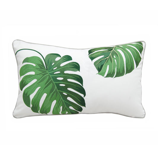 Green Monstera Indoor/Outdoor Throw Pillow