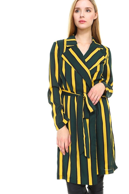Striped Long Sleeve Belted Jacket | Apparel | Kitchen + Metal