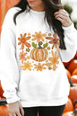 White Flower Pumpkin Printed Cotton Blend Sweatshirt