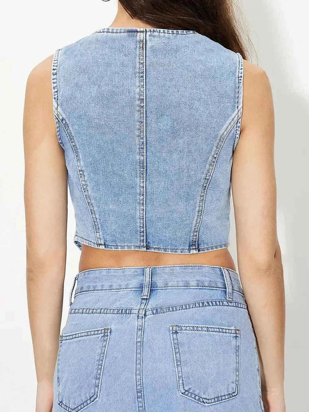 Denim Vest – Stylish V-Neck Layering Piece