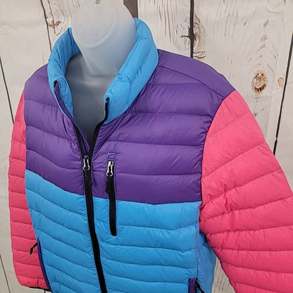 Club Room Size S Blue Pink Quilted Packable Puffer Jacket NWT