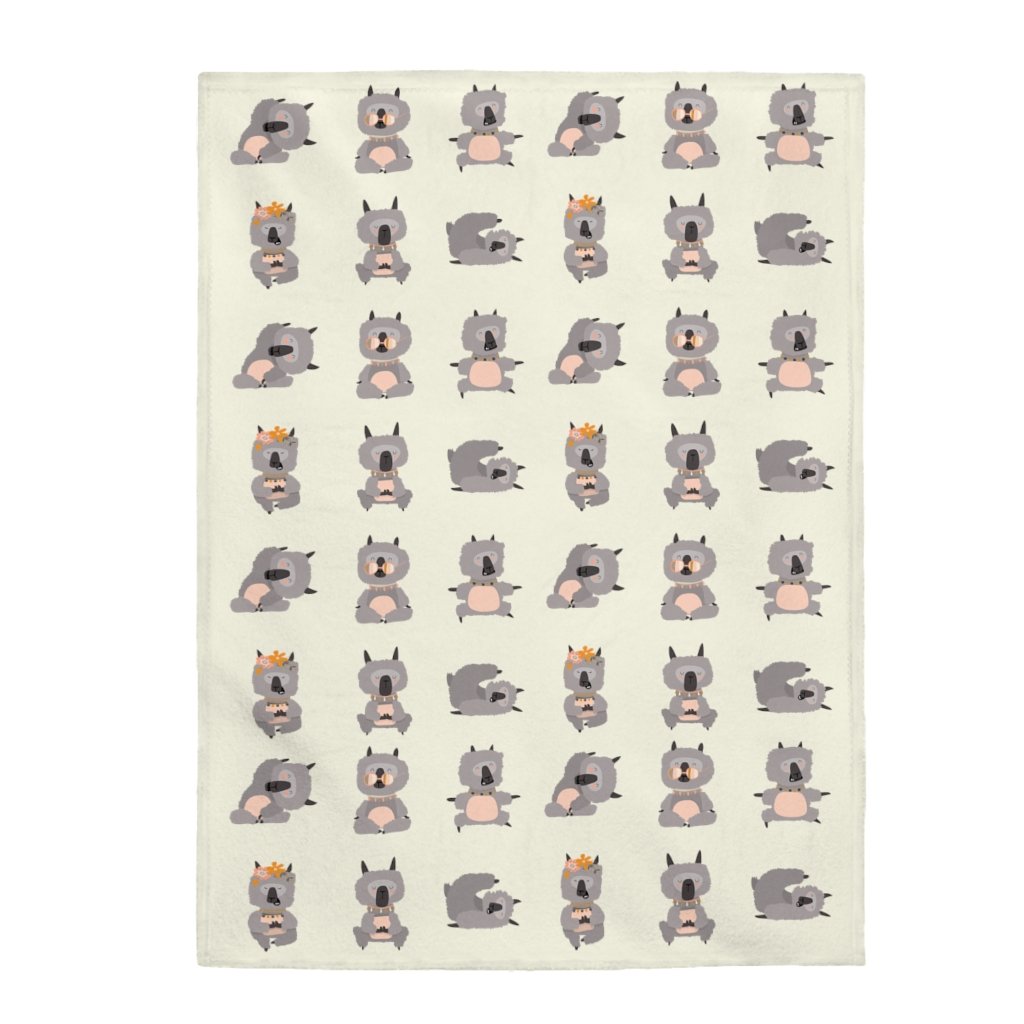Lama Yoga Poses Velveteen Plush Blanket | Kitchen + Metal