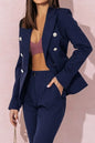 Full Size Plus Size Blazer Pantsuit with Lapel Collar and Long Sleeves