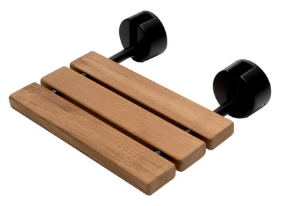 ALFI brand ABS16R 16" Wide Foldable Teak Shower Seat with Round Hardware