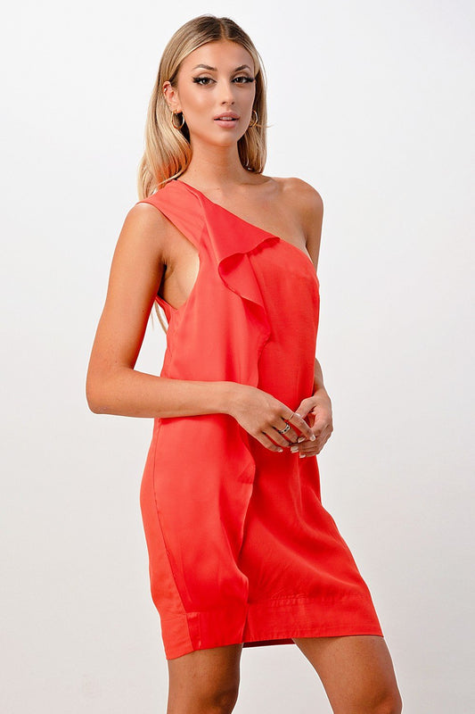 One-Shoulder Ruffle Detail Mini Dress | Apparel | Kitchen + Metal