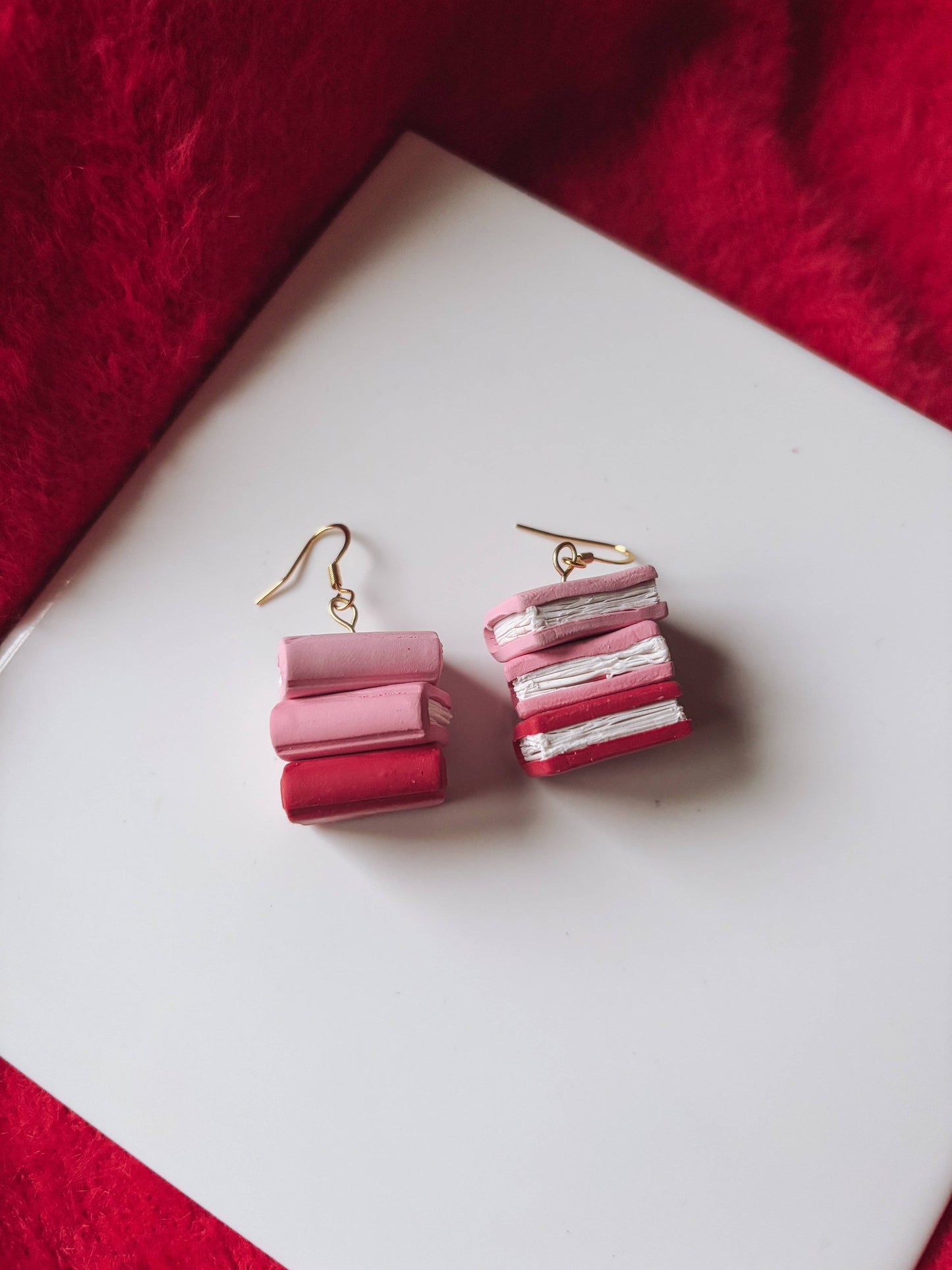 Placed by Grace - Valentine's Day Stacked Book Earrings, Bookish, Book Jewelry