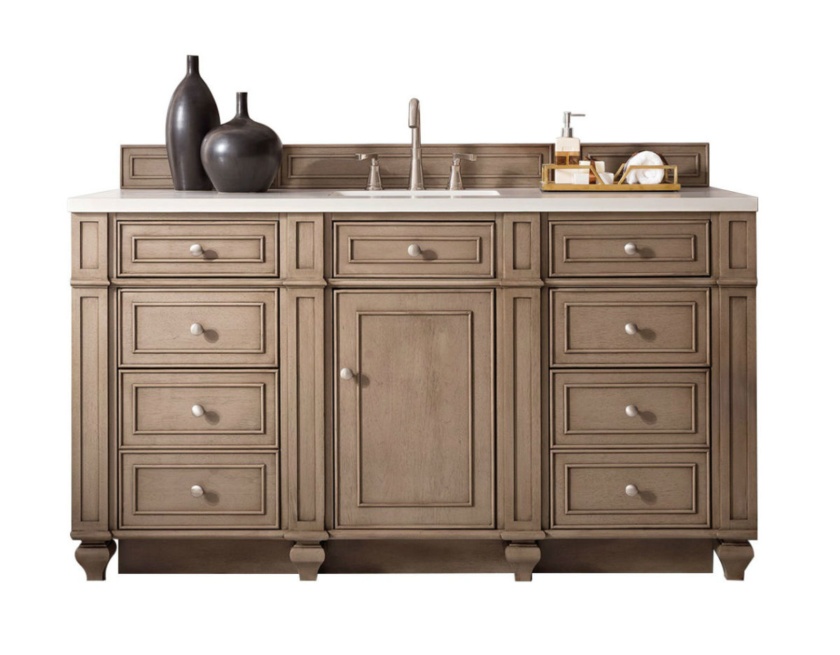 Bristol 60" Single Vanity Cabinet, Bright White