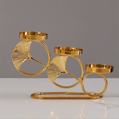 Elegant Ginkgo Leaf Candle Holder with Trio Cups Decor