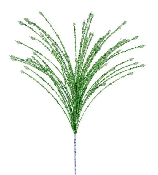 24"L SEQUIN/GLASS BEAD SPIKE SPRAY LIGHT GREEN