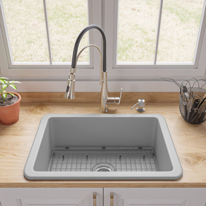 ALFI brand ABF2718UD 27" x 18" Fireclay Undermount / Drop In Firelcay Kitchen Sink
