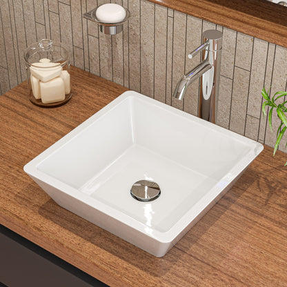 ALFI brand  ABC912 White 17" Square Above Mount Ceramic Sink