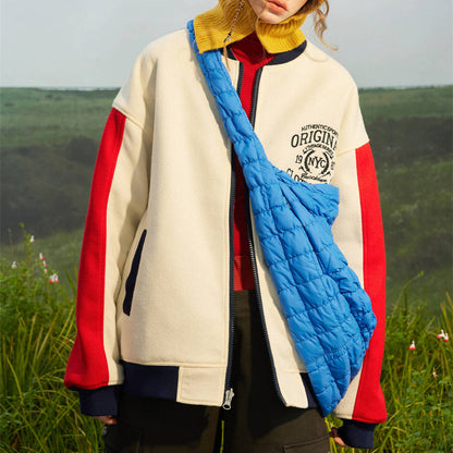 Loose Embroidered Double Sided Bomber Jacket