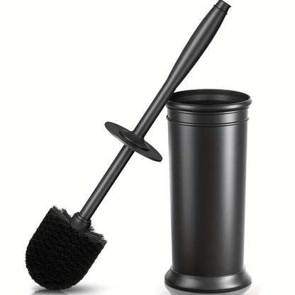 Black Toilet Bowl Brush Set with Long Handle and Holder