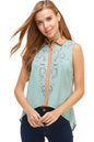 Sleeveless Button-Up Blouse with Intricate Embroidery | Apparel | Kitchen + Metal