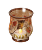 Hand Painted Crackle Glass Tealight Holder - Owl