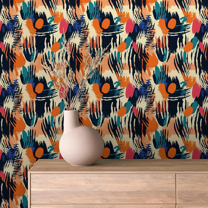 Dynamic Brushwork Abstract Mural