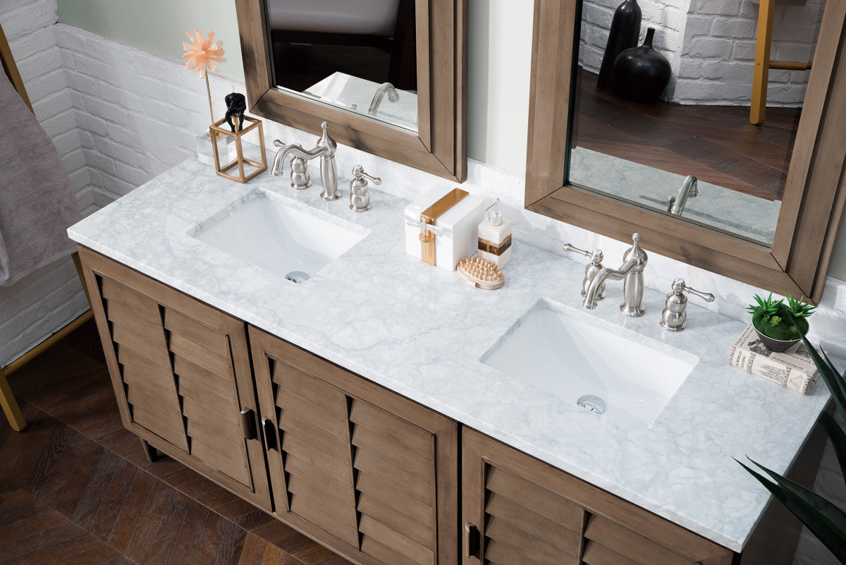 Portland 72" Double Vanity Cabinet, Whitewashed Walnut