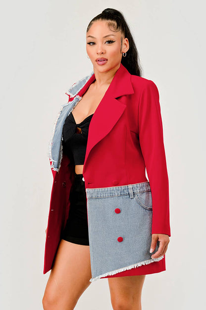Athina Denim Mix Casual Blazer