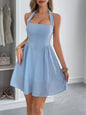 Halter Neck Mini White Summer Dress