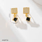 European American Zircon Earrings in Various Colors - Square Fashion Style