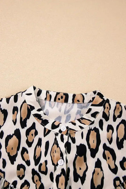 Light Leopard Print Balloon Sleeve Loose Blouse | Femstylo