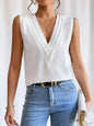 V-Neck Pleated Sleeveless Cami Tank Top