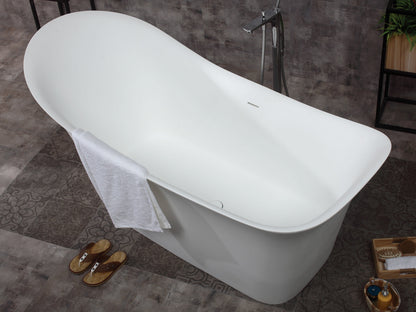 ALFI brand  AB9915 74" White Solid Surface Smooth Resin Soaking Slipper Bathtub