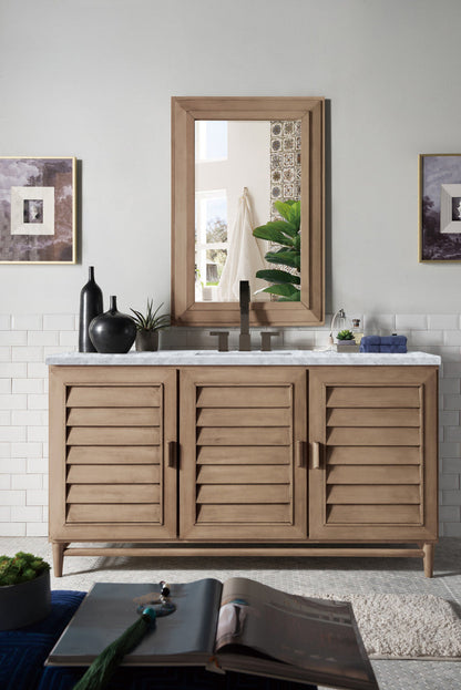 Portland 60" Single Vanity Cabinet, Whitewashed Walnut