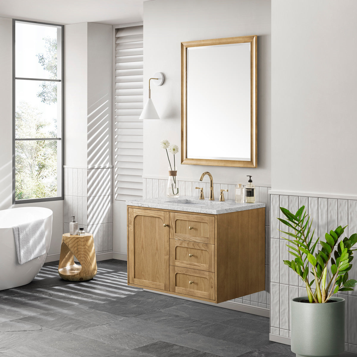 Laurent 36" Single Vanity Cabinet, Light Natural Oak