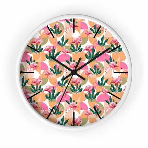 2882Time™ Retro Pink Flamingo Geometric Clock