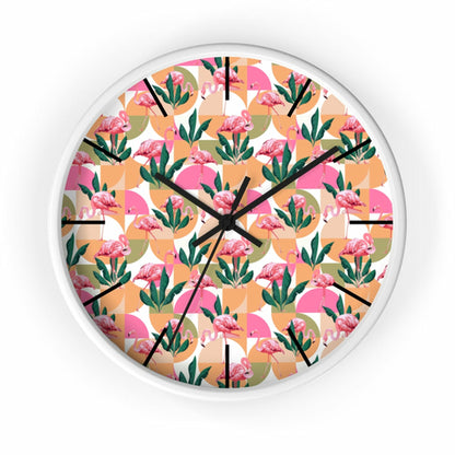 2882Time™ Retro Pink Flamingo Geometric Clock