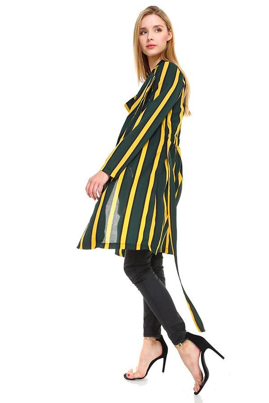 Striped Long Sleeve Belted Jacket | Apparel | Kitchen + Metal