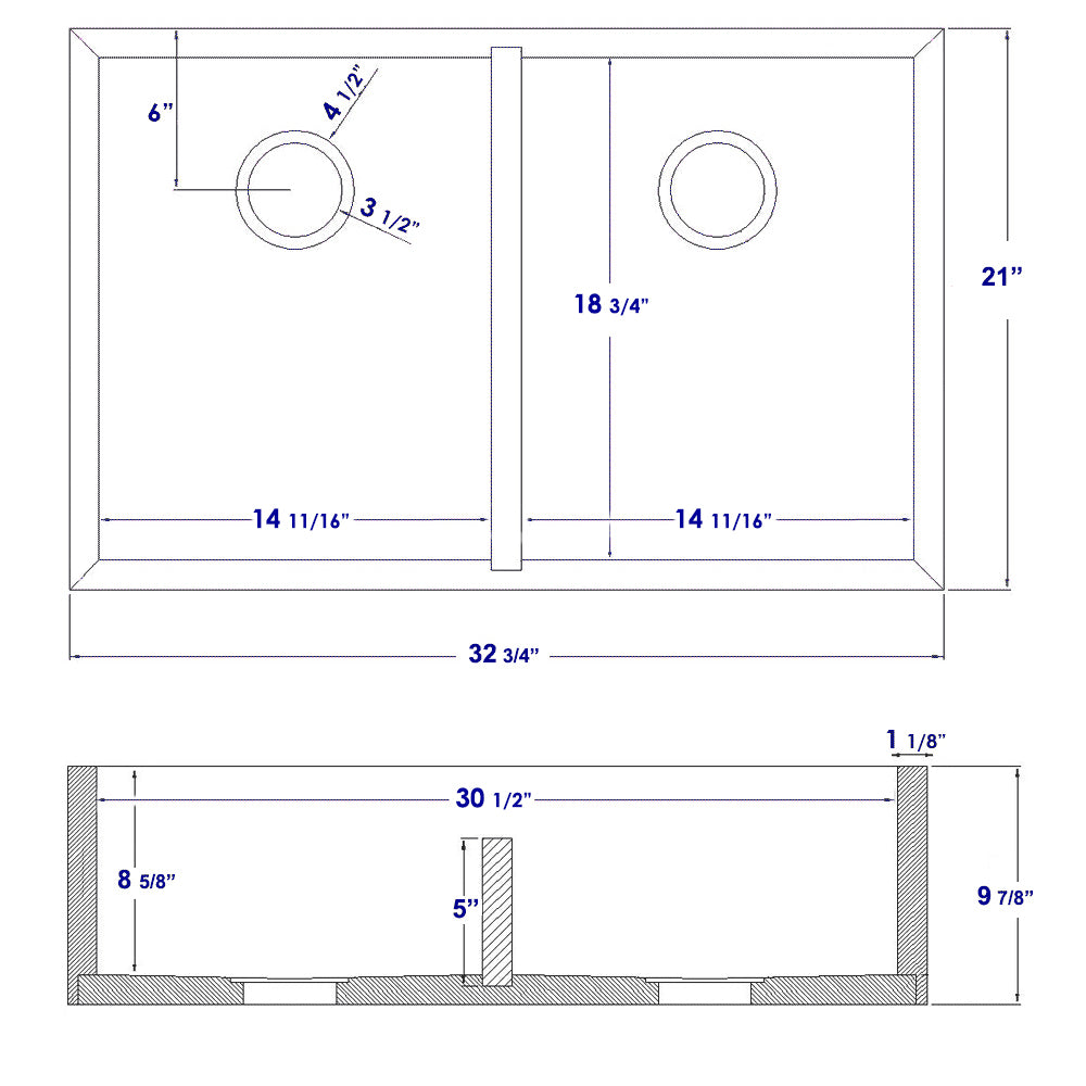 ALFI brand  AB3321 33" Double Bowl Bamboo Kitchen Farm Sink