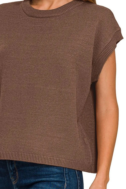 Zenana Oversized Viscose Sweater Vest in Brown