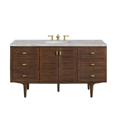 Amberly 60" Single Vanity Cabinet, Mid-Century Walnut